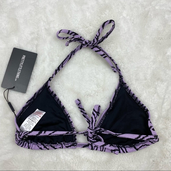 NWT Pretty Little Thing Lilac Zebra Mini Triangle Bikini Top - Picture 12 of 12
